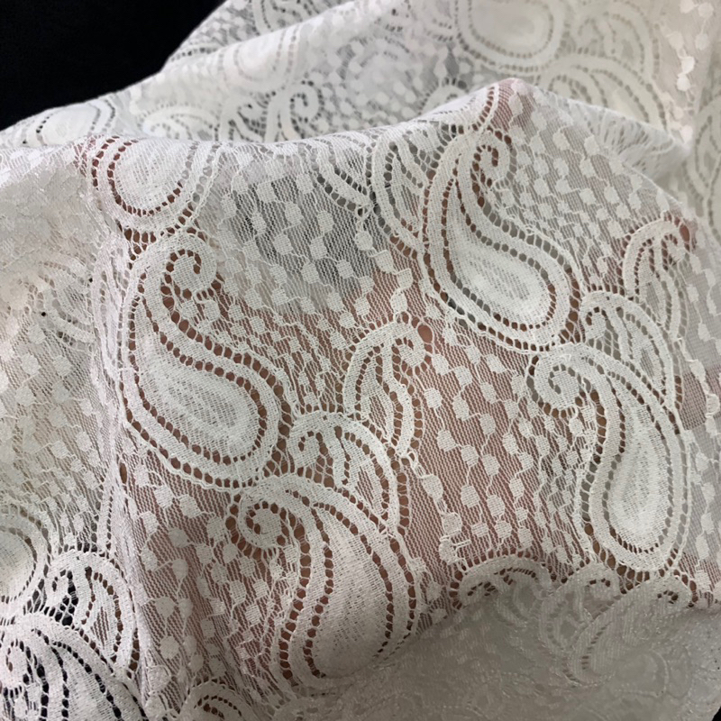 kain brokat - kain brukat - kain brokat premium - kain brukat lace import [PUTIH]