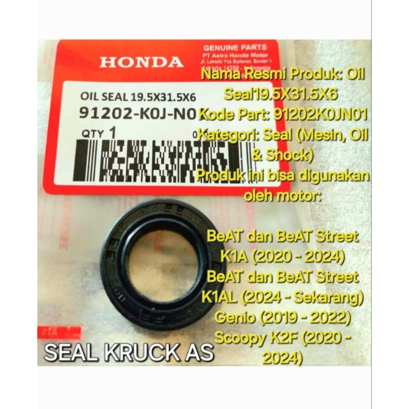 Seal Kruck As Genio Beat Street Scoopy Original 91202K0JN01