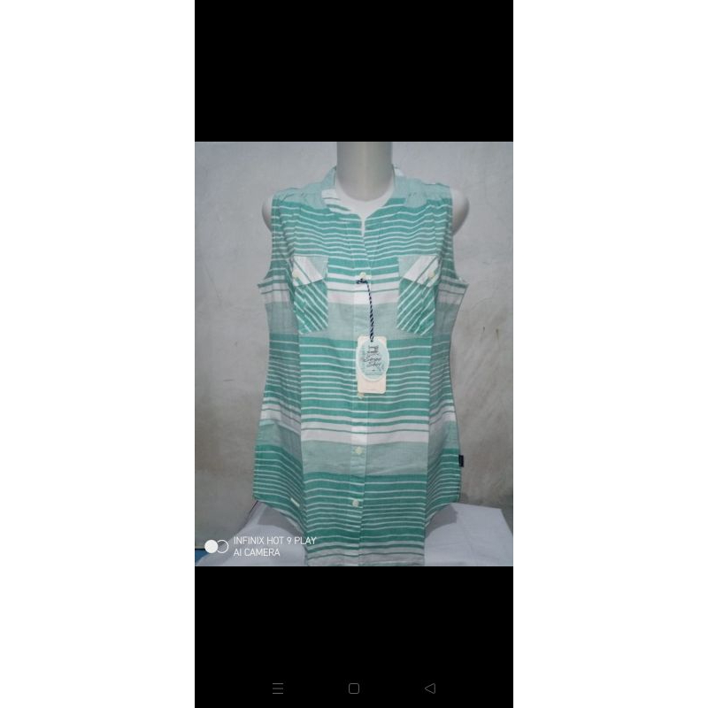 Promo Murah Kemeja Blouse Baju Wanita Mpd  Emba Size L Stripe Tosca