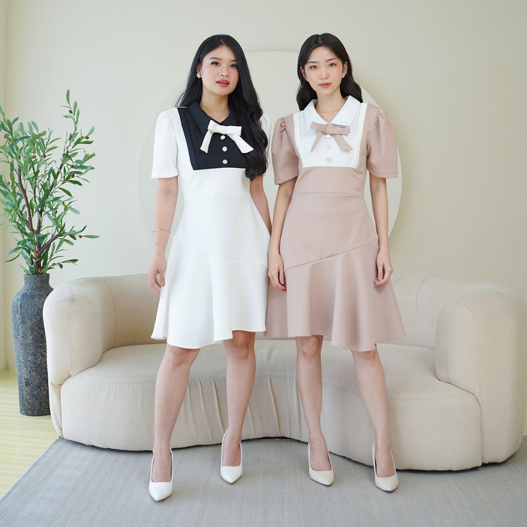 Zaina - Cathleen Midi Dress Scuba - Midi Dress Wanita Lengan Pendek