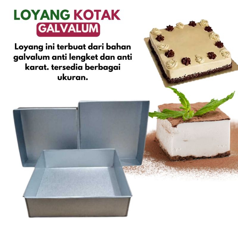 Loyang Kotak Persegi 20x20 Tinggi 7 CM Loyang Bolu Lapis Legit Satuan Cetakan Kue Brownis Brownies B