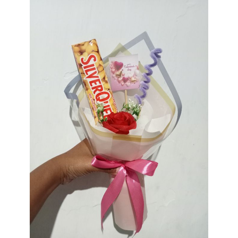 

single rose buket bunga free kartu ucapan buket valentine buket hari guru buket wisuda