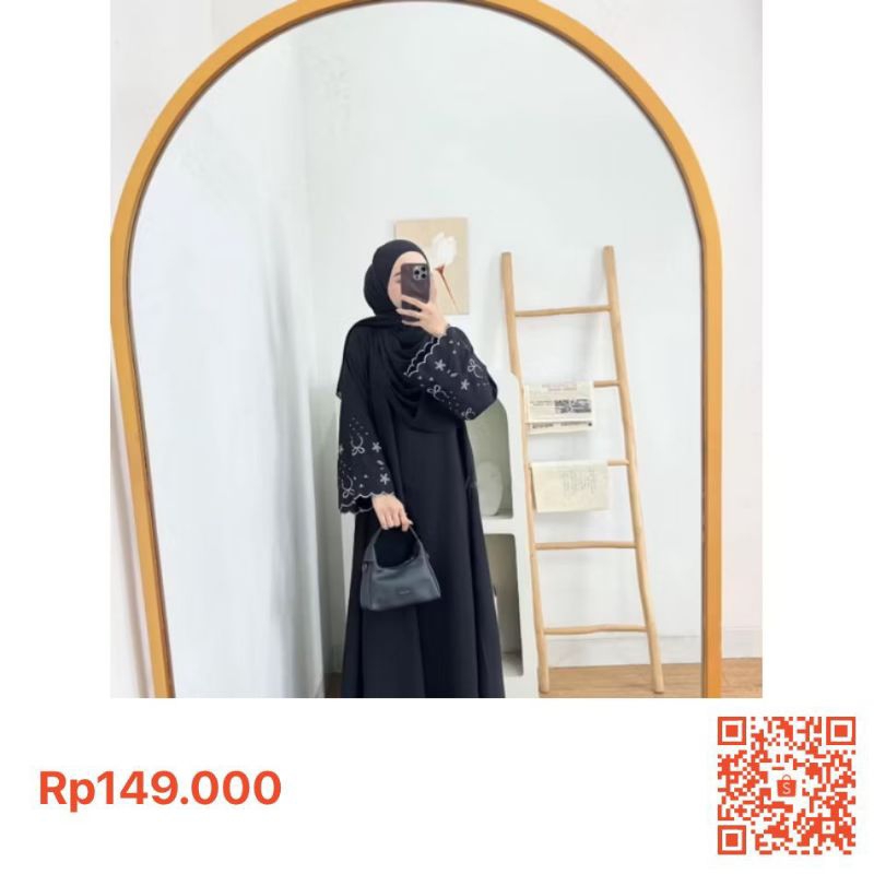 Azna Abaya Premium Coquette Wanita Elegan Abaya Bordir Motif Pita Abaya Terbaru