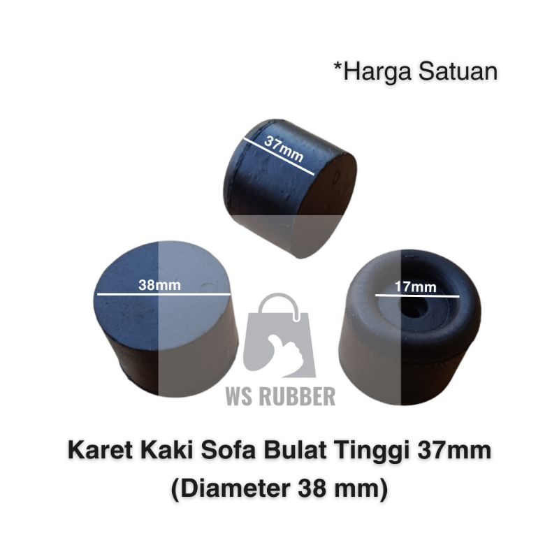 Karet Kaki Sofa Tinggi 37mm Karet Kaki Box Speaker Tebal Karet Kaki Sofa Bulat