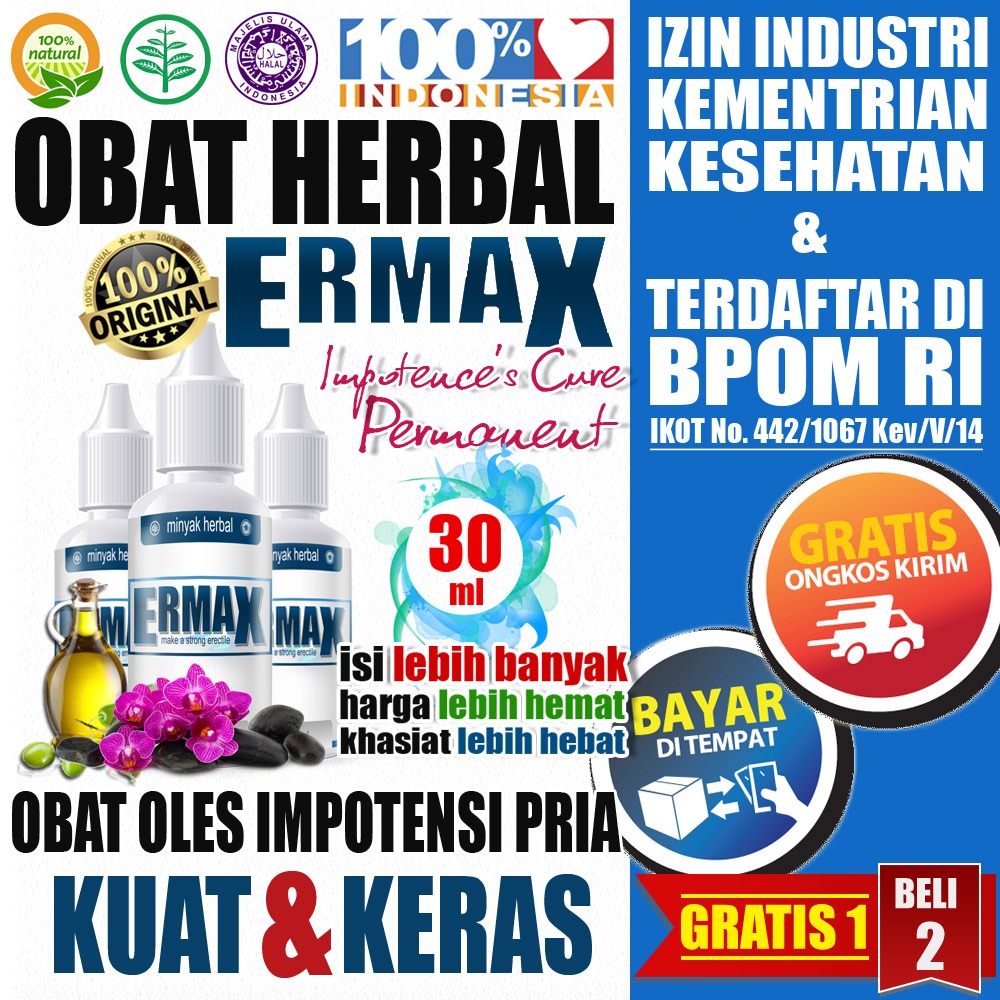 [MANJUR] Ermax Herbal Pria Oles Bantu Pengeras AlatKelamin Laki Pembesar Alami Permanen Ampuh