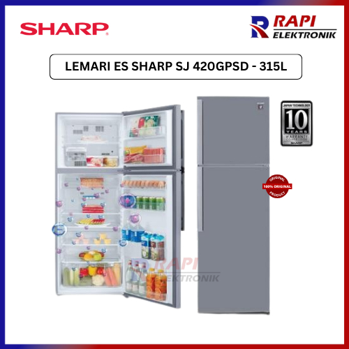 LEMARI ES SHARP SJ 420GPSD / Kulkas 2 Pintu SJ-420GP-SD / SJ420GPSD / SJ 420 GPSD 315Liter