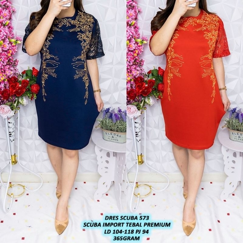 dress scuba import premium bordir benang gold