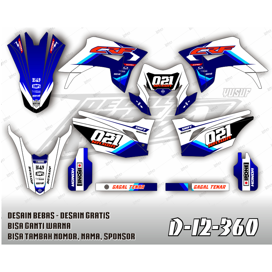 Decal CRF 150 L - Stiker Motor Crf 150 motif simpel putih merah kombinasi hitam