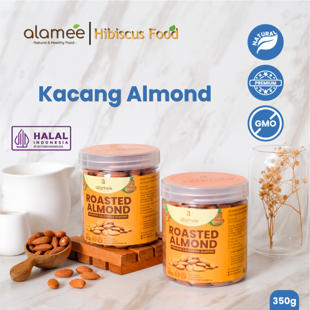 

ALAMEE Kacang Almond Almon Kupas Panggang Premium Roast Roasted Grade A California 350 Gram Oven Siap Makan Crispy Asli Cemilan Gurih Matang Tanpa Kulit Toples Murah