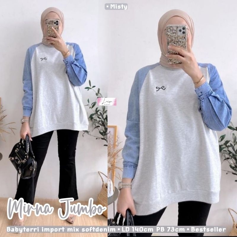 ATASAN BLOUSE JUMBO/MIRNA/BLOUSE TOP WANITA BABYTERRY IMPORT JUMBO LD 140 CM FIT XXXXL