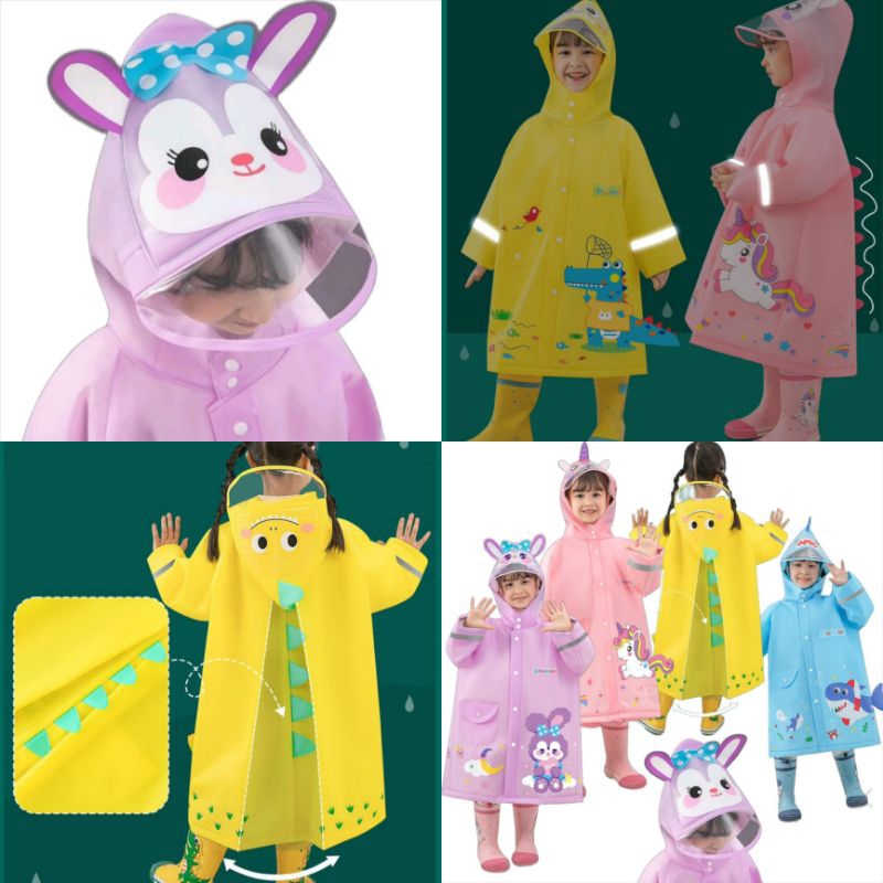 Jas Hujan Anak 4-12 Tahun | Jas Hujan Motif Karakter Anak | Mantel Hujan Anak Import