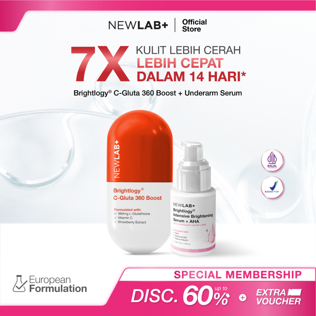 [SPECIAL MEMBERSHIP] NEWLAB Bundle 1 Box C-Gluta 360 Boost + Underarm Serum | Minuman Glutathione un
