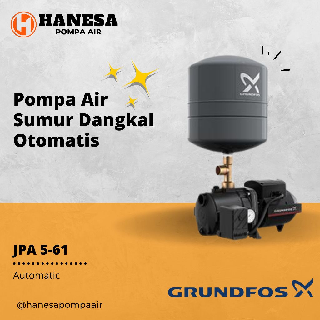 Grundfos JPA 5 - 61 Pompa Air Sumur Dangkal Otomatis