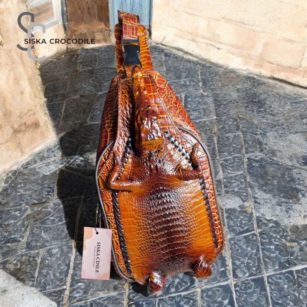 SC SISKA CROCODILE - Tas Selempang Lupus Pria Tas Bahu Pria Tas Dada Cowo Kulit Asli Merauke
