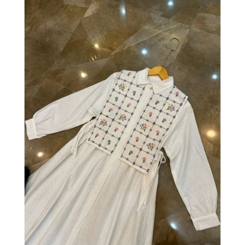 Gamis Korean Style Terbaru Dress Remaja Lebaran Gamis Bordir Bunga Mewah