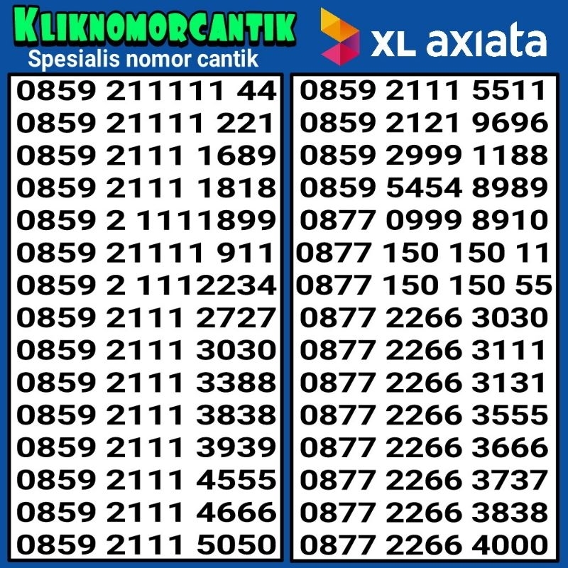 nomor cantik XL Axiata 4G&5G kartu perdana XL axiata B4