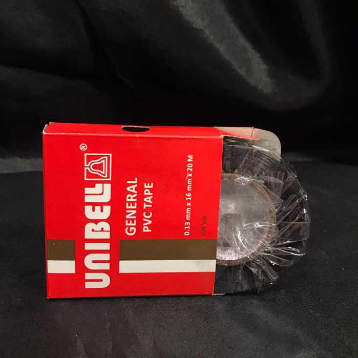 

Isolasi Listrik Unibel General Kotak / Solasi PVC Kabel Listrik / Electrical Tape Unibell Hitam 20M 20 Meter