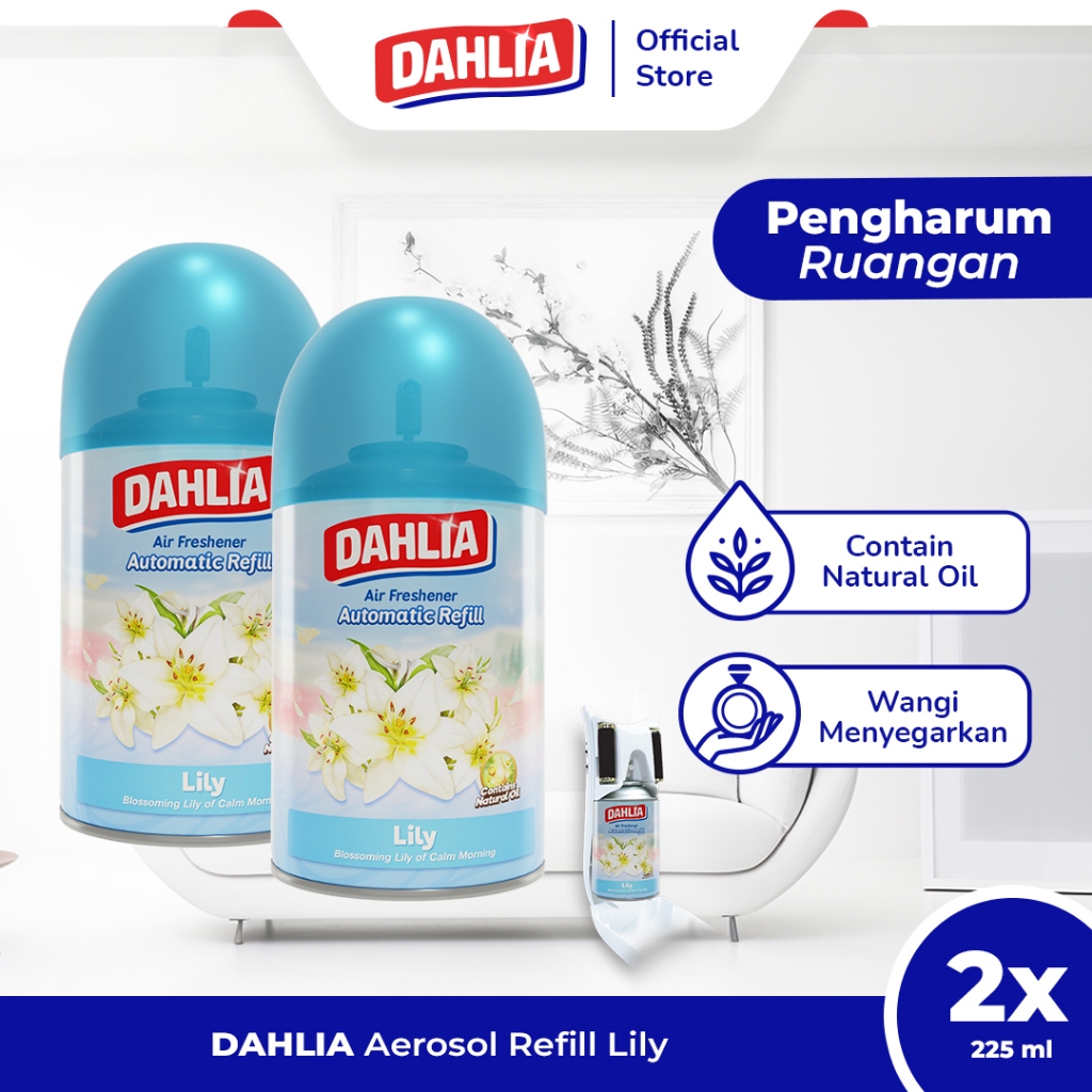 Twin Pack Dahlia Air Freshener Automatic Refill Lily (225ml) - Pengharum Ruangan Otomatis, Wangi Ele