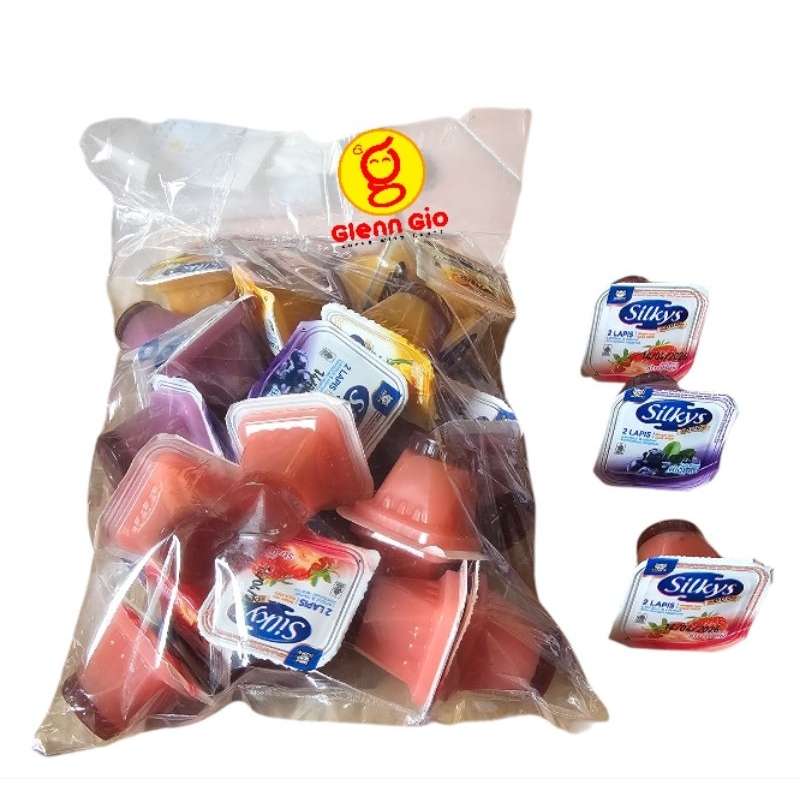 

Jeli Jelly Aneka Rasa Buah Silkys Duo Dua Lapis Sidore pak isi 30 pcs