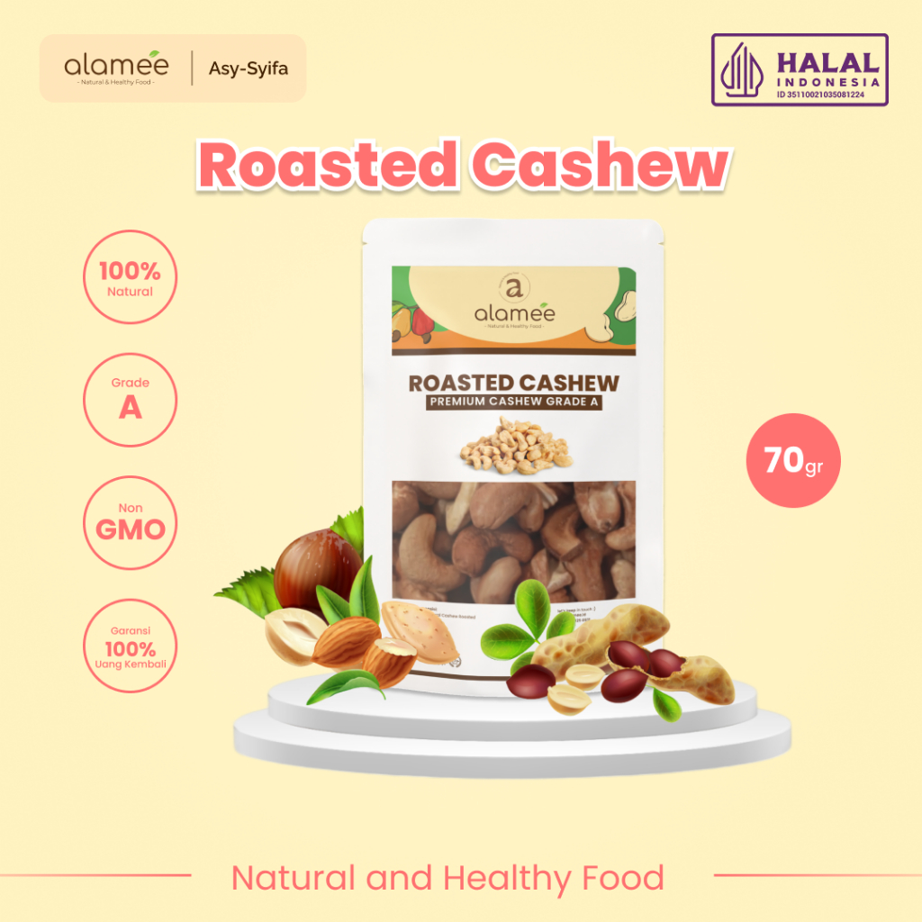 

Kacang Mede Mete Mente Cashew Panggang Roasted Oven Original Premium Grade A Utuh Matang Asli 70g
