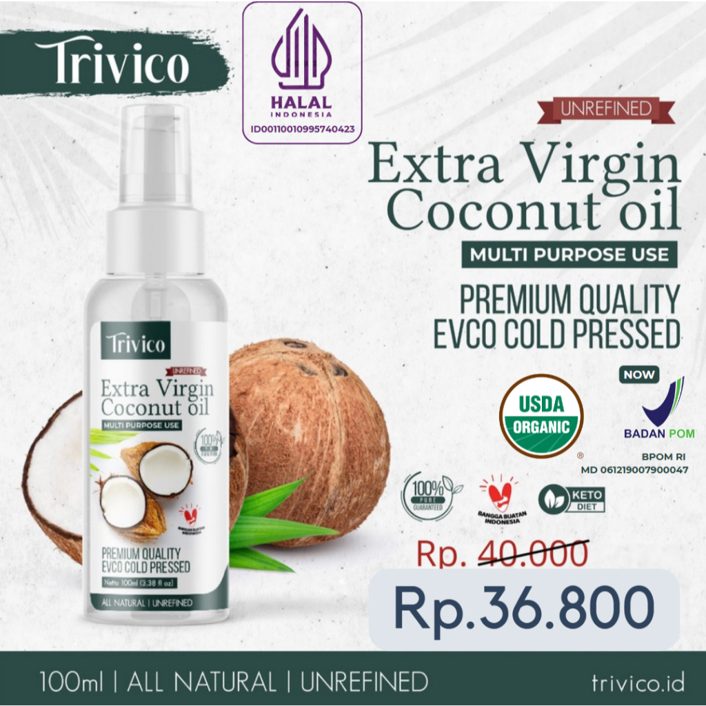 

TRIVICO Virgin Coconut Oil Spray 100ml / Minyak Kelapa VCO / Minyak kelapa Murni / Minyak VCO Oil