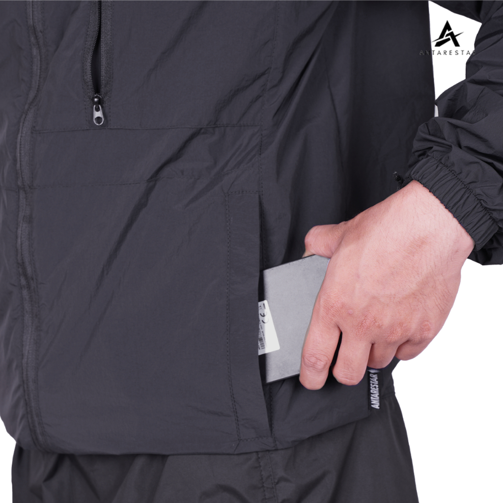Antarestar Official - Jaket Windbreaker Foja Jacket Running Olahraga Parasut Pria Sporty Pasti Ori