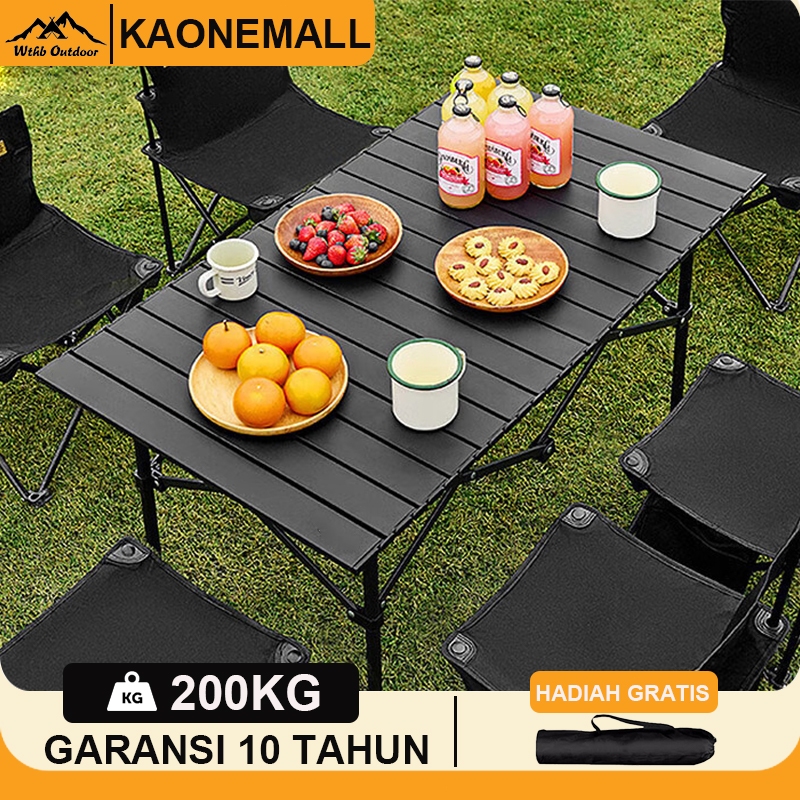 【KAONE】Meja Lipat Portable Piknik Meja Lipat Camping Outdoor besar ketinggian yang dapat disesuaikan