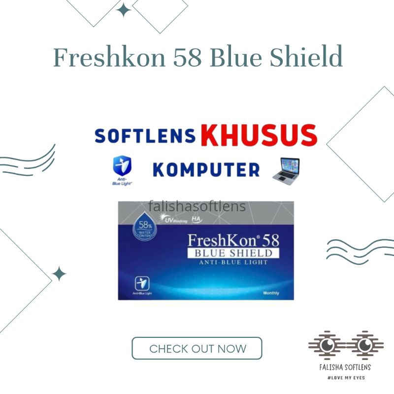 Freshkon FR58 Blue Shield Softlens Bening diameter 13.8 mm Ukuran -1.00 s/d -10.00