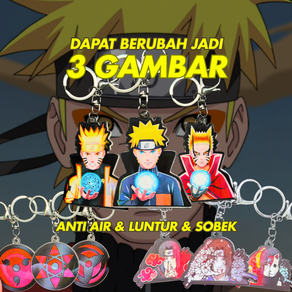 GANCI Naruto 3D SENPAI Gantungan Kunci Anime | Naruto Itachi Sharingan