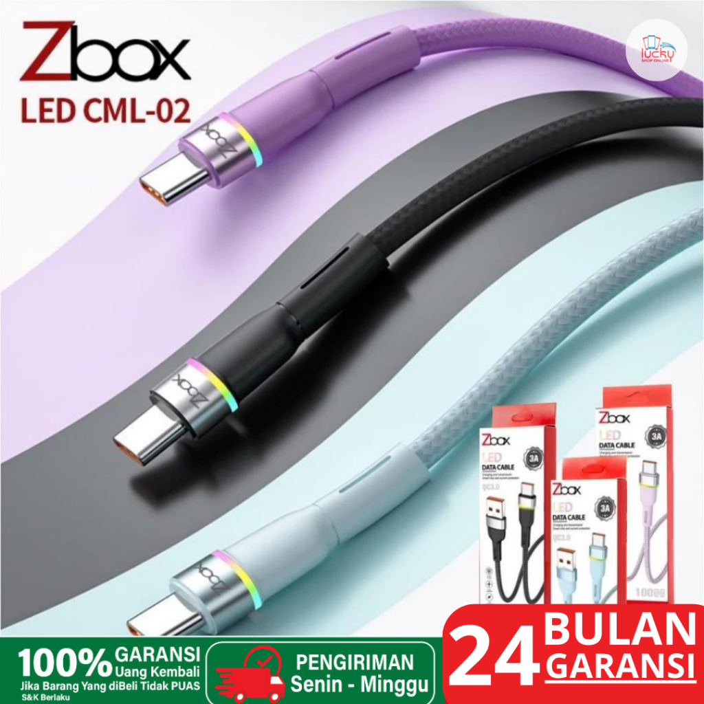 Kabel Data ZBOX CML-02 LED 3A | Micro | Type-c Original Zbox | Kabel Data Zbox New