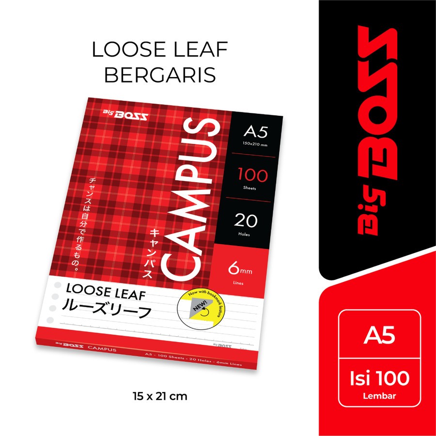 

Loose Leaf Big Boss A5 100 Lembar Bergaris / Isi Binder
