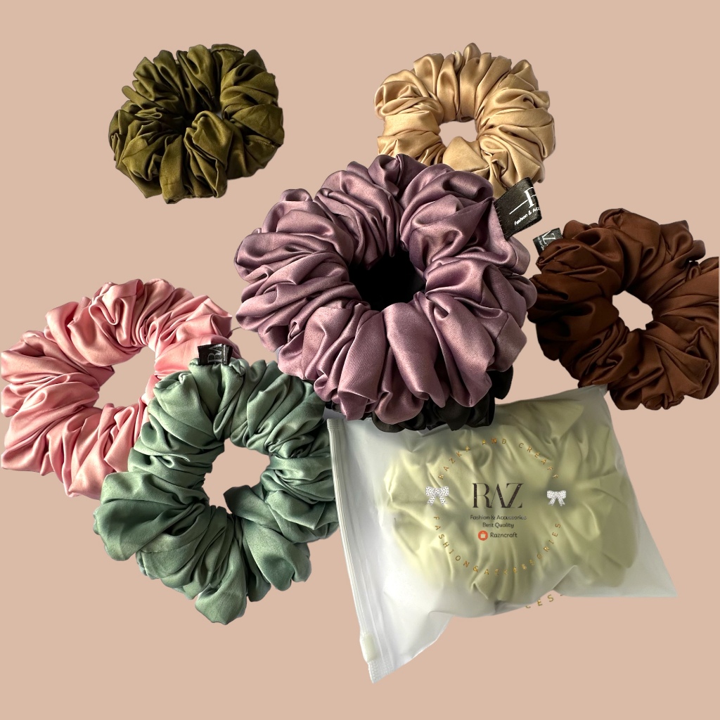 Grosir Scrunchie Ikat Rambut Korea Polos Wanita