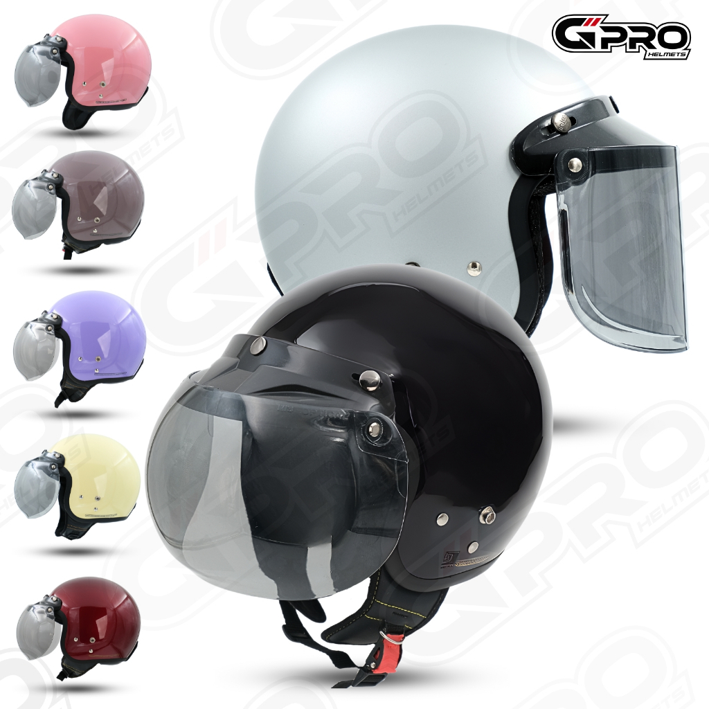 HELM Bogo Dewasa Classic Half Face Gpro-Helm Motor SNI Cepol Hijab Wanita Pria #9
