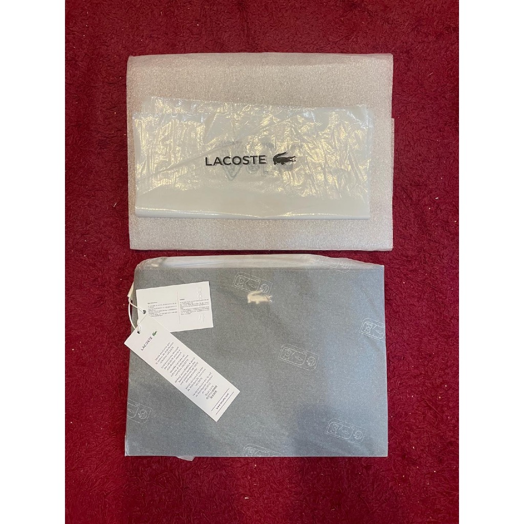 Tas Dompet Clutch LACOSTE Unisex Anna Coated Piqué Canvas Zip Black