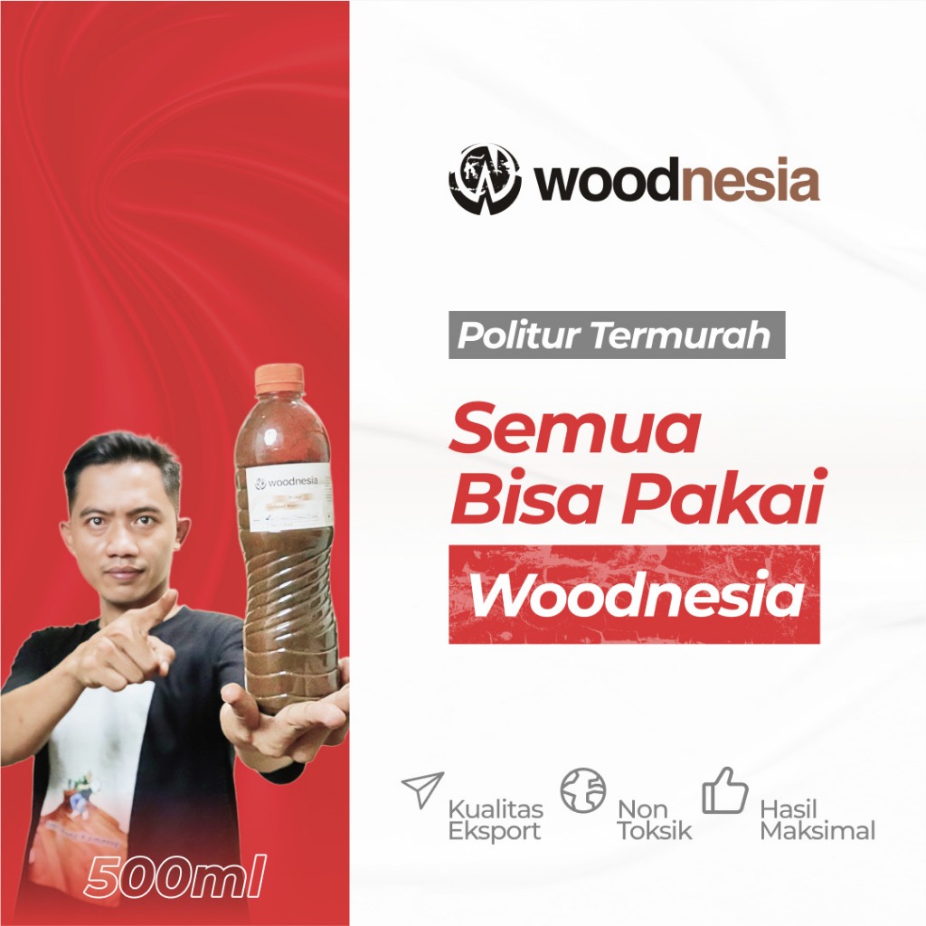Politur Plitur Water Based Kayu Jati dan Kayu Mahoni Walnut Woodnesia 500ml Siap Pakai
