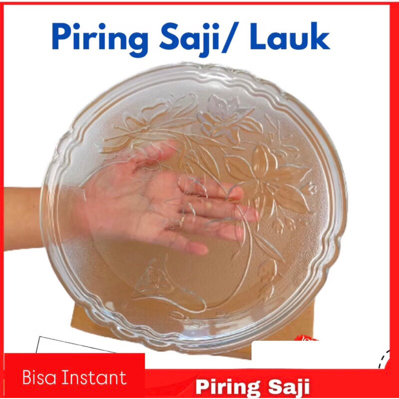 Piring Kaca Bulat Saji Tempat Lauk Pauk Makanan Dan Buah/ Piring Sajian Kaca Beling