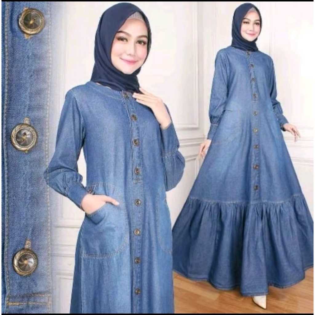 gamis jeans  gamis jeans terbaru 2025# gamis jeans jumbo # gamis jeans wanita #dres korean style dre