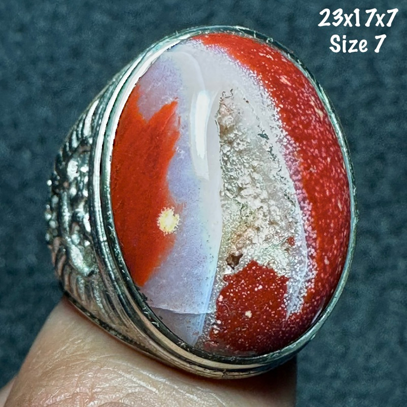 Cincin Batu Akik Natural Garut Merah Combong Alami Druzy (asli alam)