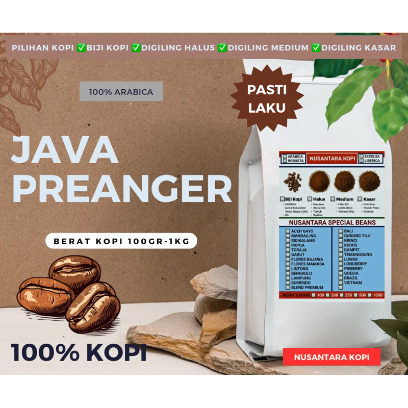 

Kopi Arabica Java Preanger 100gr-500gr Nusantara Kopi