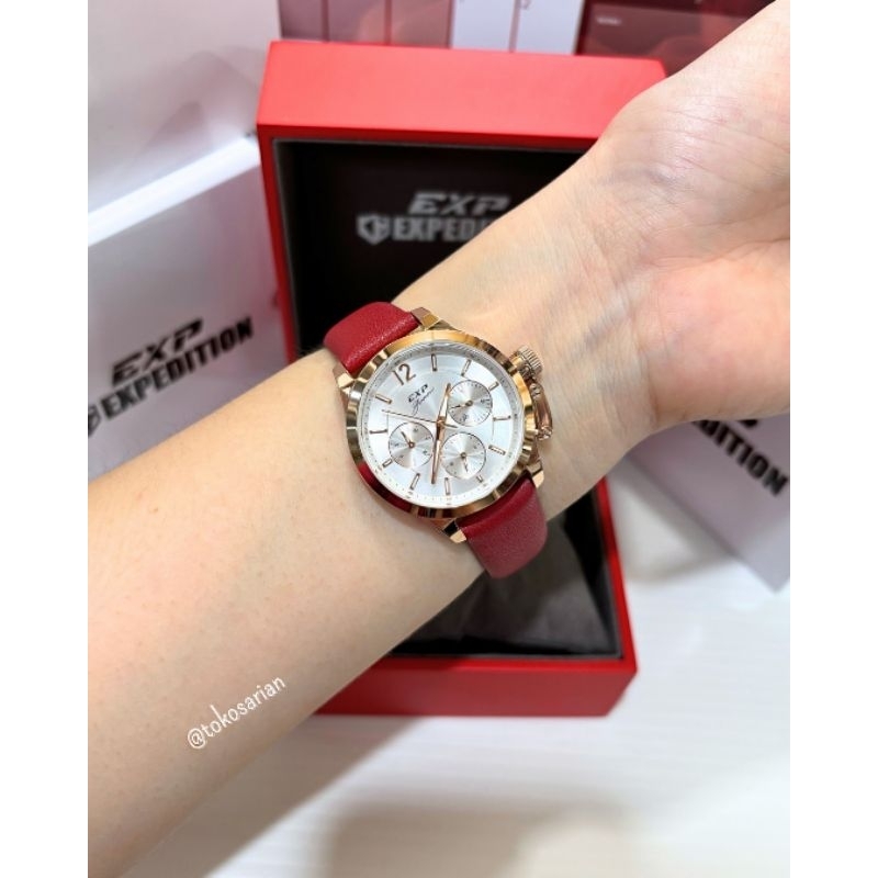 Expedition E6381B Original Bergaransi Jam Tangan Kulit Analog Wanita