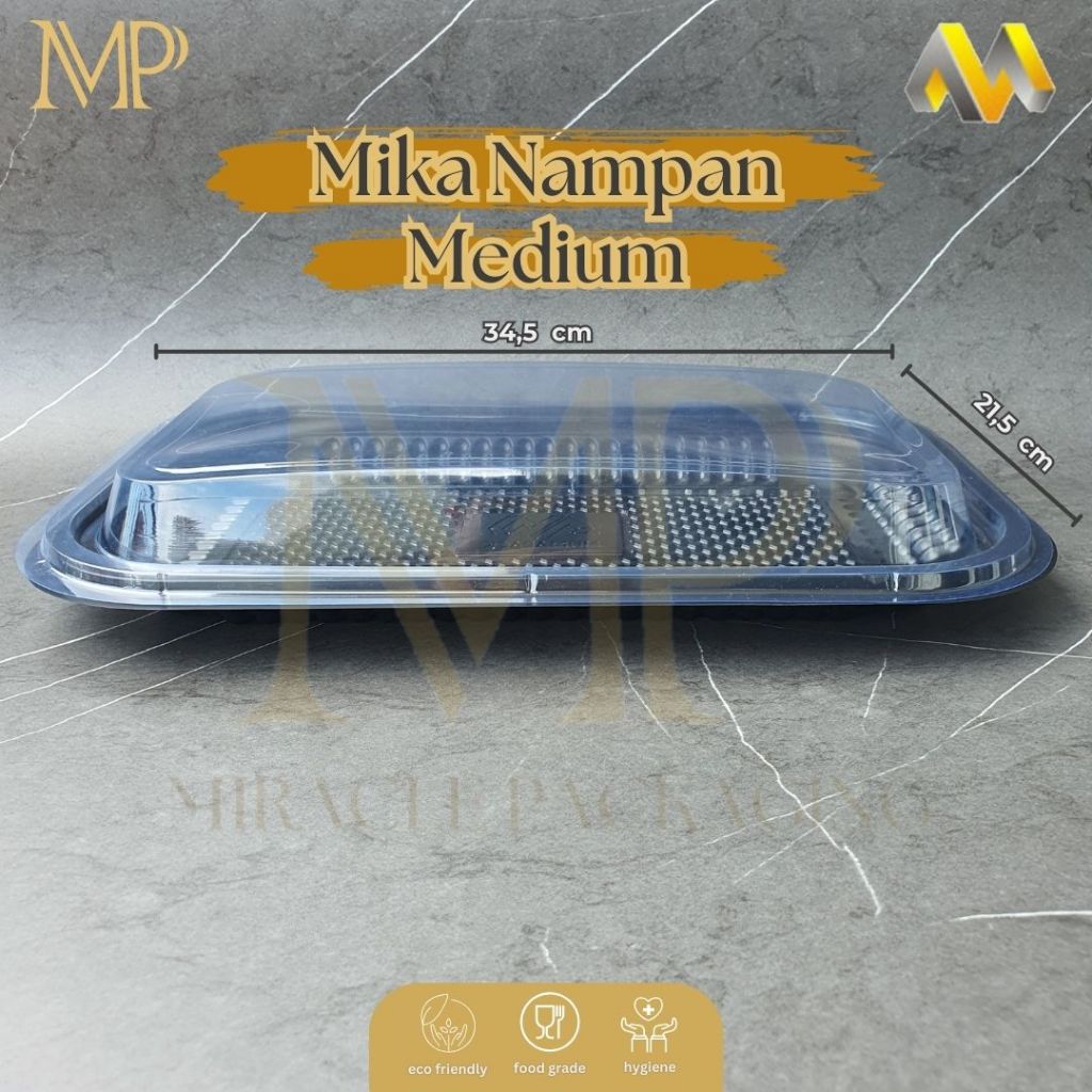 Mika Nampan Plastik Sedang M MKP / Tray Nampan Plastik / Nampan Snack Kue Basah Roti 10 pcs + tutup