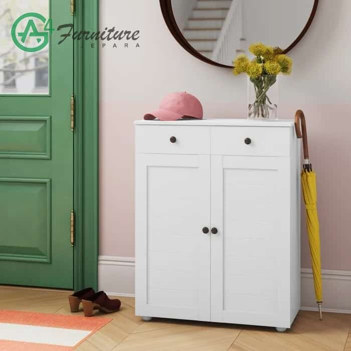 Lemari Sepatu Kayu Mahoni Minimalis