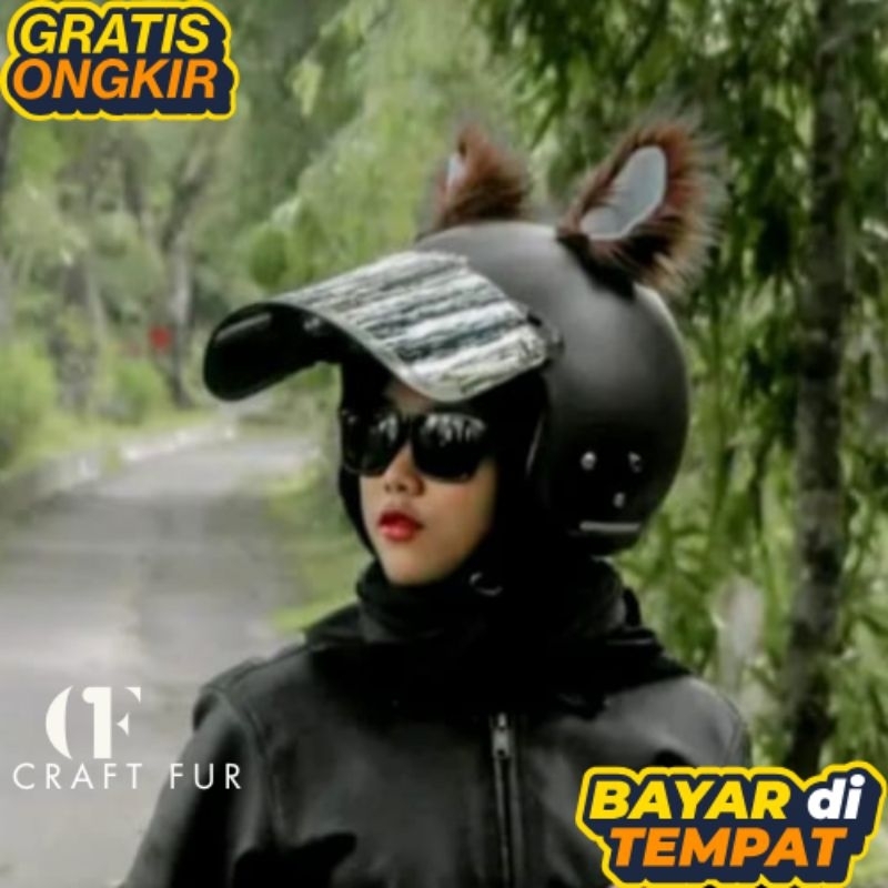 Kuping bulu helm/ Kuping lucu bulu untuk helm/ kuping bulu lucu halus aksesoris helm Motorcycle