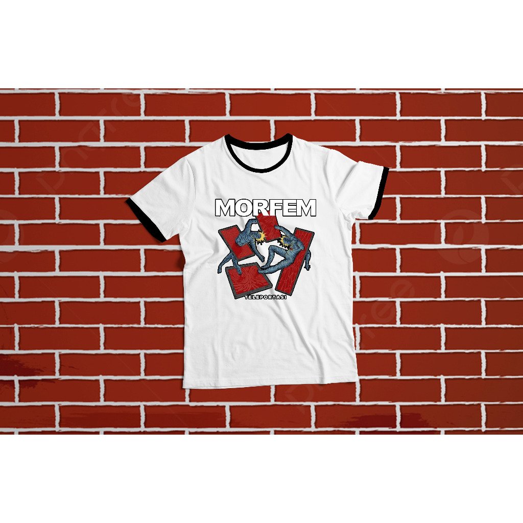 BAJU KAOS RINGER TEE MORFEM - TELEPORTASI BAHAN COTTON COMBED 24S Premium Limited Edision MB_MERCH M