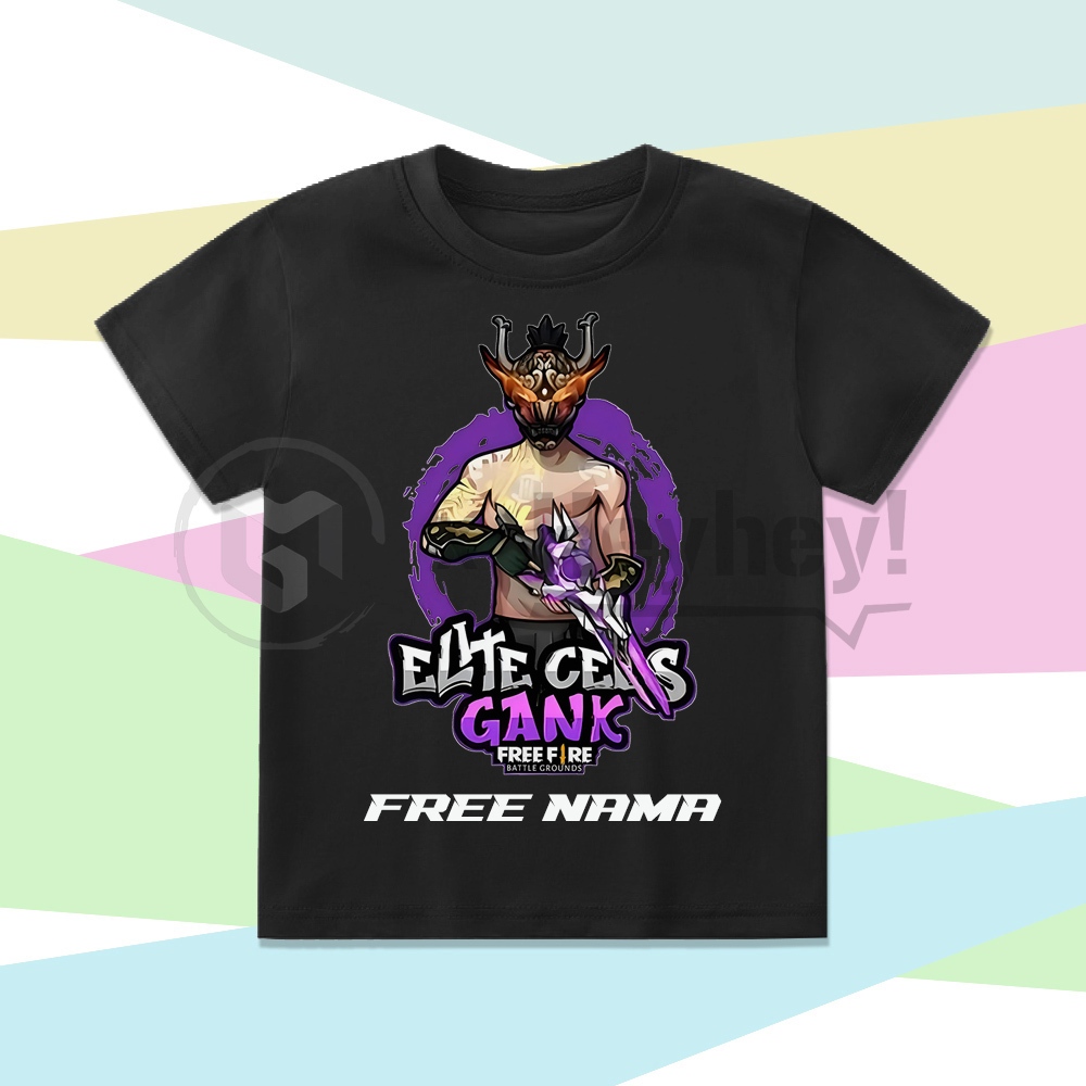 BAJU ANAK KAOS ANAK KARAKTER FF FREE FIRE EVO GUN ELITE CEES GANK - GRATIS CETAK NAMA