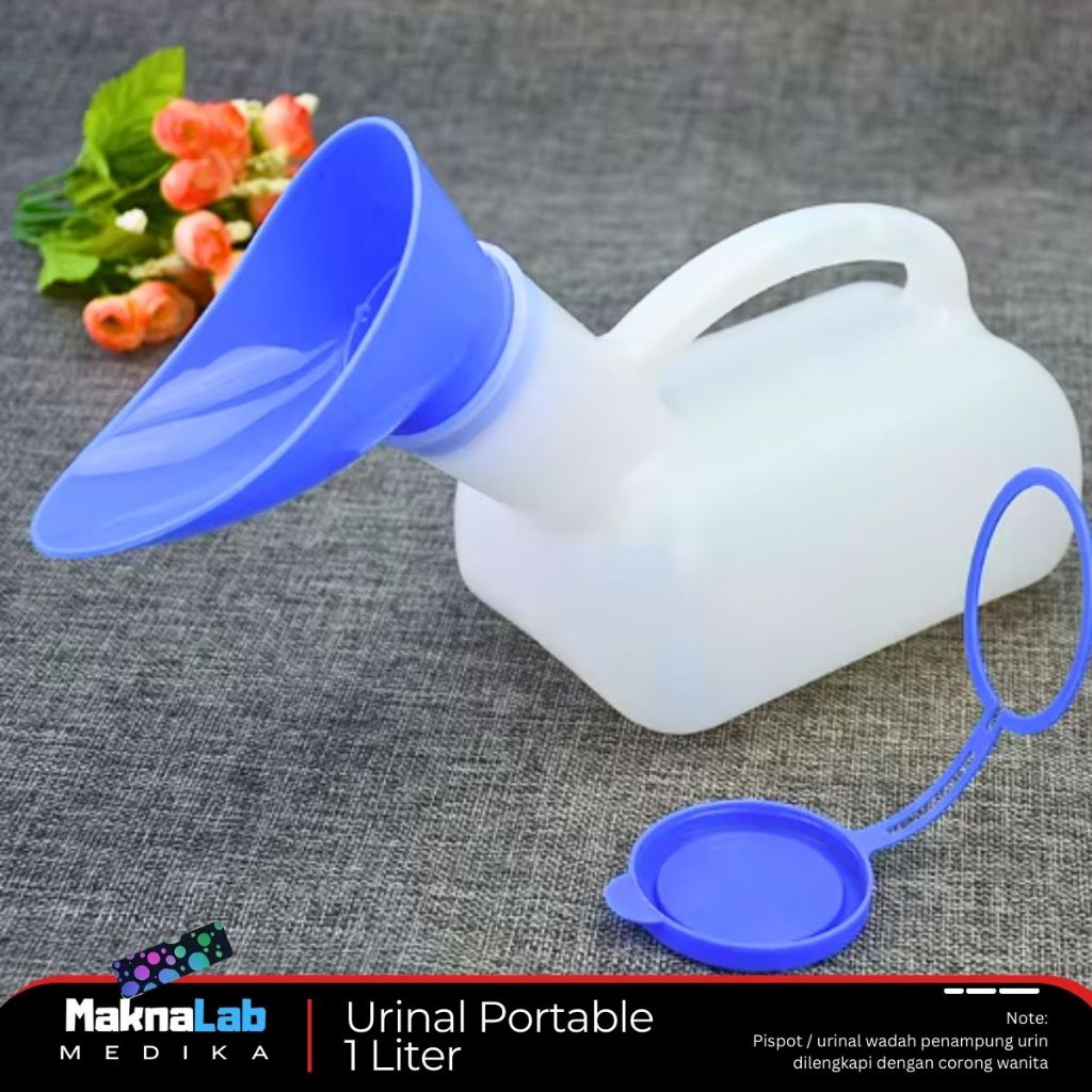 Urinal Pispot Dewasa Laki laki + Corong Wanita dengan Tutup Wadah Tempat Kencing Urine Tempat Urin