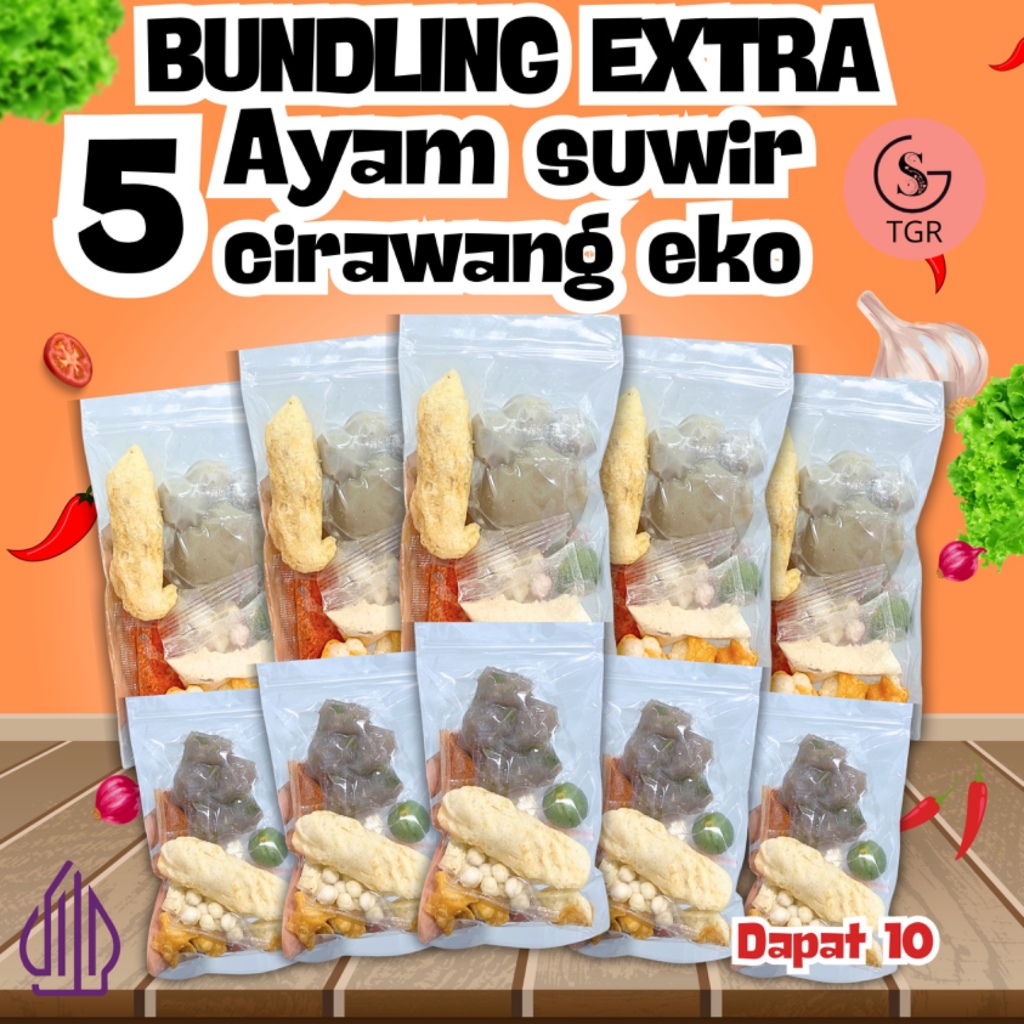 

BUNDLING DAPET 10 [CIRAWANG EKO 5BKS ,AYAM EKO 5BKS] KUAH KALDI HOTPOT INSTAN