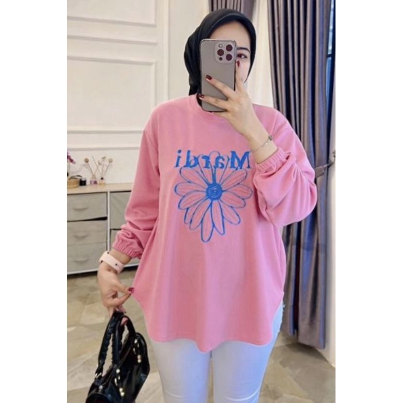 atasan blus wanita kaos knit rajut import bordir cantik