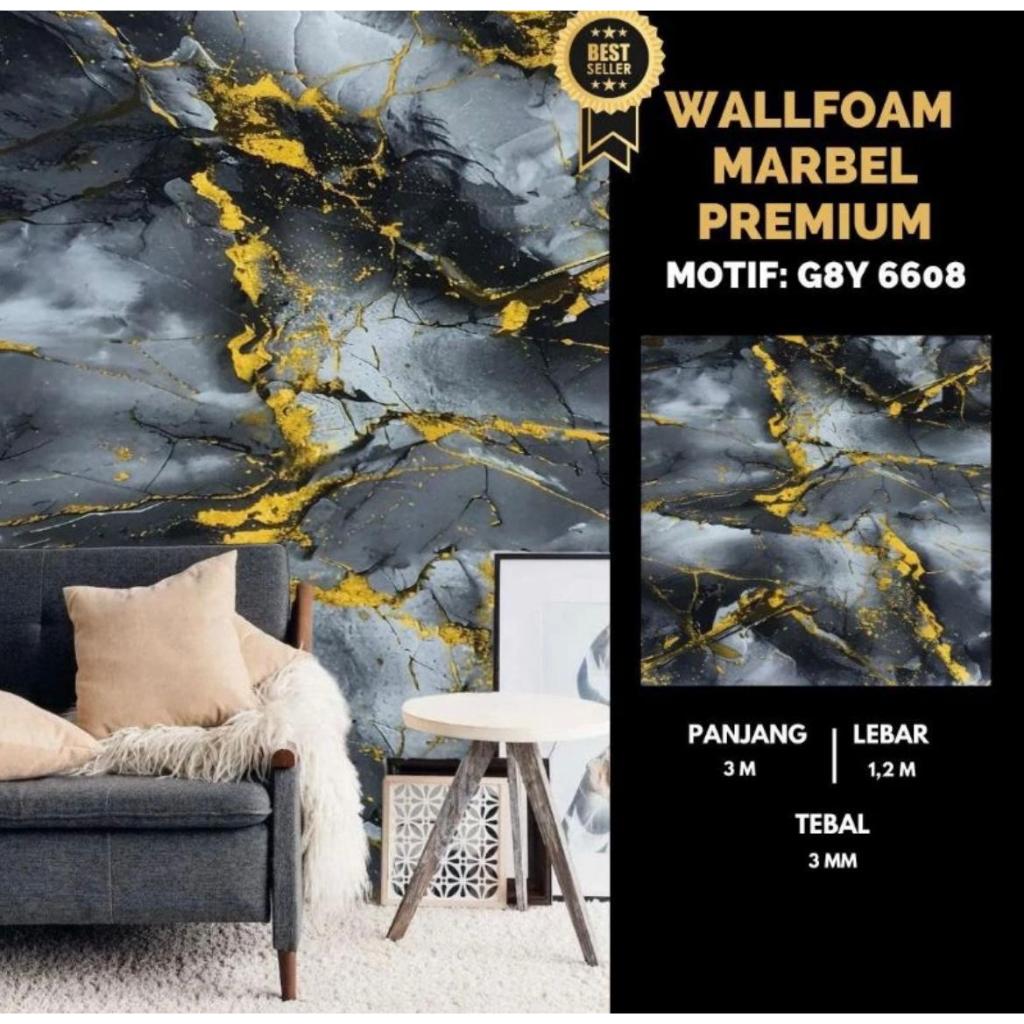 Wallpaper Dinding Wall Foam Marble Premium Motif  Marmer 3D