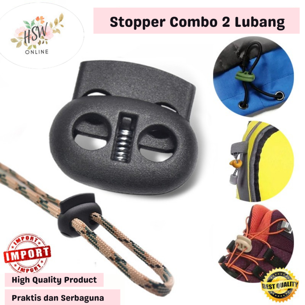Stopper Tali Sepatu Tali Masker Satuan Model Compo Stoper Kompo 2 Lubang